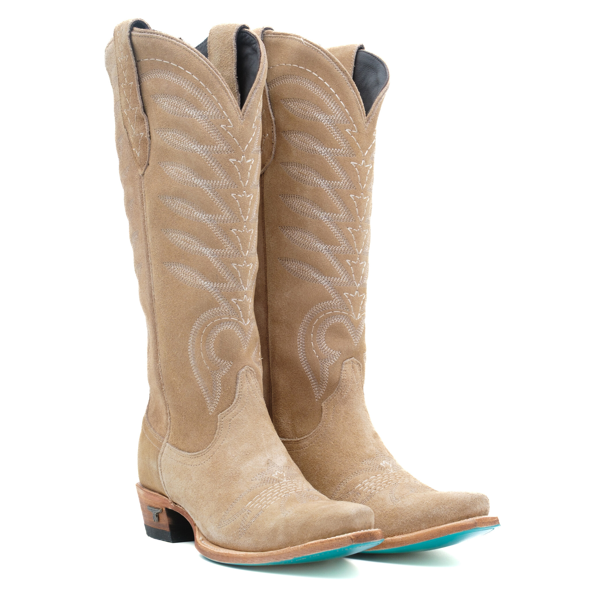 Lane Squash Blossom Latte Suede  cowboy boot