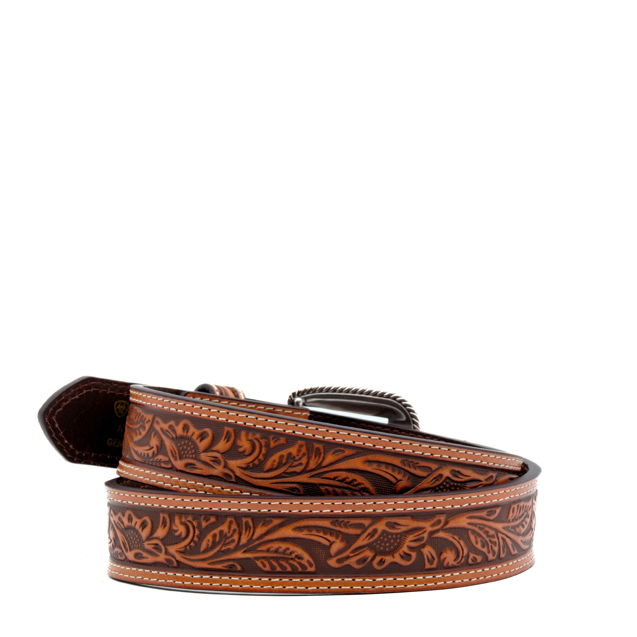 Ariat Bruin leren riem  met bladmotief