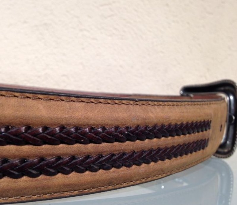 Nocona Belt Company Brauner Ledergürtel mit Geflecht