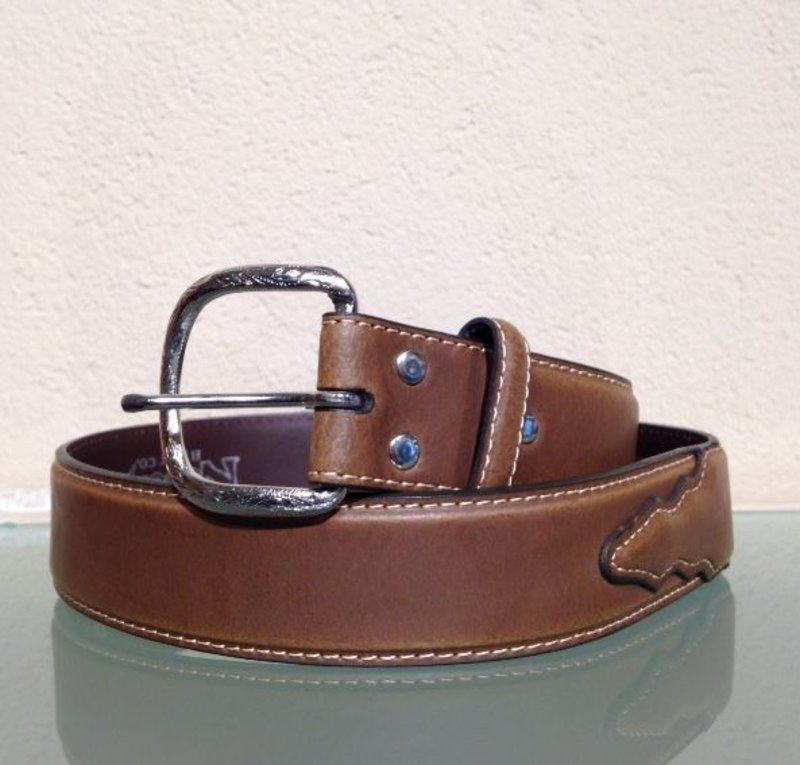 Nocona  Brown leather belt with uplay