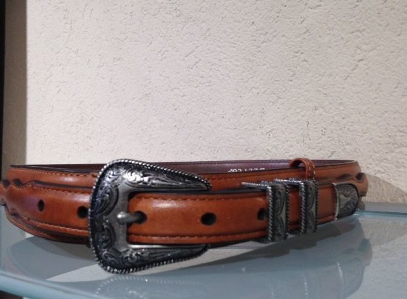 Cognac leather belt | Nocona | metal tip - Boots by M