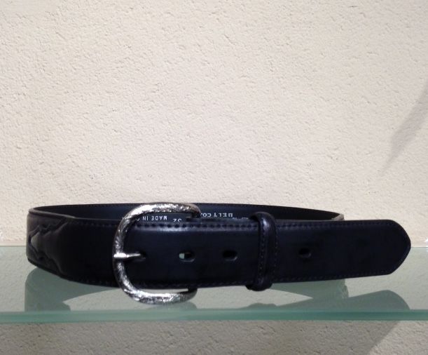 Nocona  Zwarte leren riem met uplay