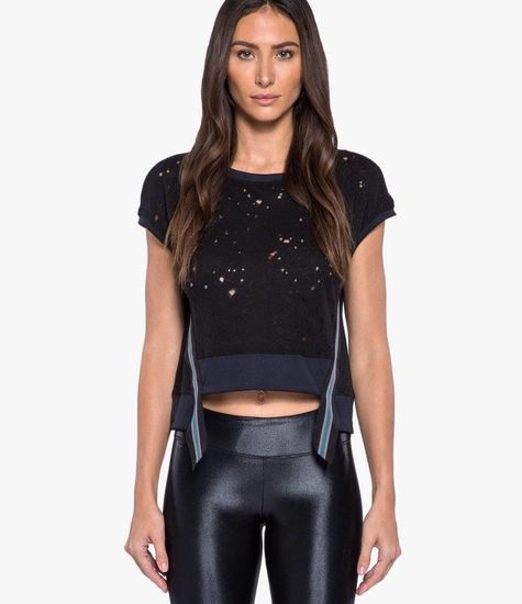 Koral Activewear Futurist Crop Top – Black Workout Top