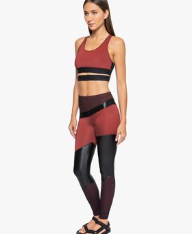 Koral Activewear Deuces Shantung High Rise Legging - Vermelho/Black