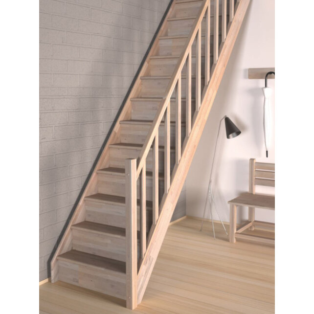 Tradi Eco Treppe gerade Eiche mit Handlauf - Bausatz 80 cm