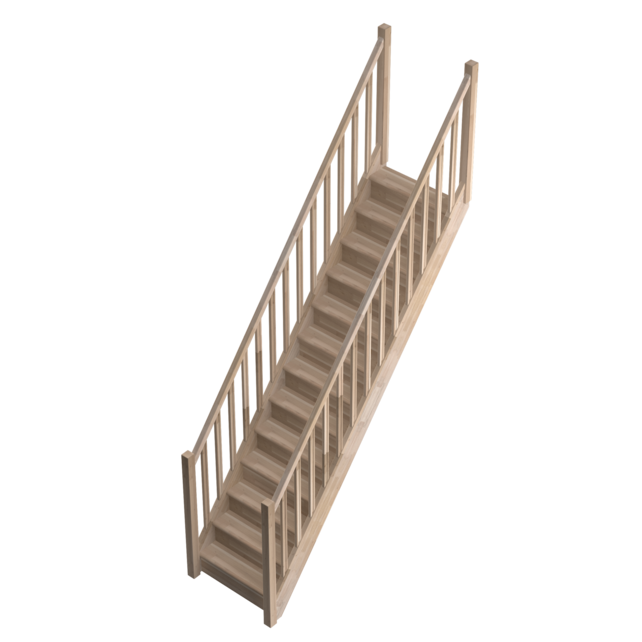 Tradi Eco Treppe gerade Eiche mit Handlauf - Bausatz 80 cm