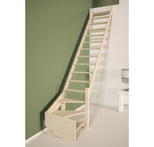 Cottage Junior feste Treppe Viertelgewendelte Fichte - 65 cm breit