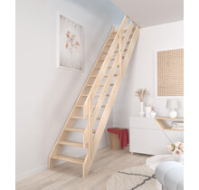 Cottage Medium feste Treppe gerade breit Fichte - 70 cm breit - 300 cm hoch