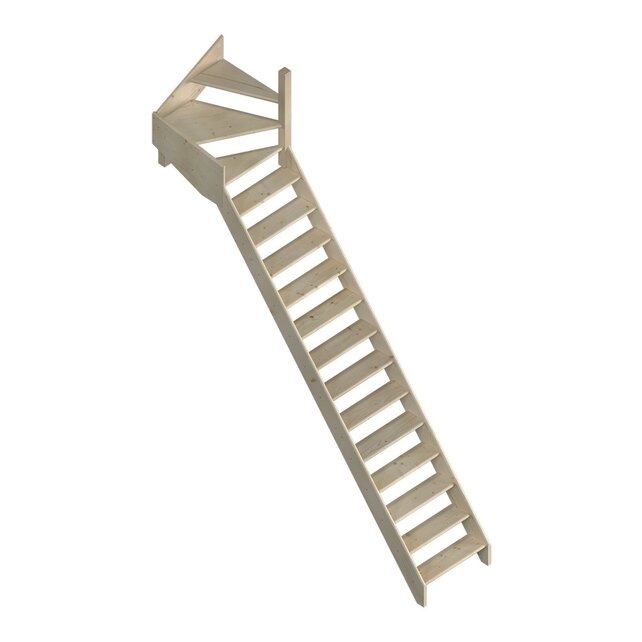 Cottage Medium feste Treppe viertelgewendelt breit Fichte - 70 cm breit Cottage Medium feste Treppe viertelgewendelt breit Fichte - 70 cm breit