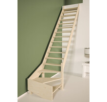 Cottage Große feste Treppe viertelgewendelt extra breit Fichte - 80 cm breit