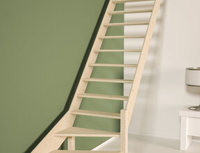 Cottage Große feste Treppe viertelgewendelt extra breit Fichte - 80 cm