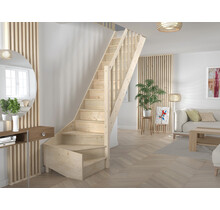 Tradi Eco feste Treppe viertelgewendelt links/rechts Fichte - 80 cm breit