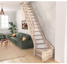 Feste Treppe Ardennen Vierteldrehung links/rechts/beide Eiche - 70 cm breit