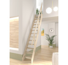 Feste Raumspartreppe Kyoto mit Handlauf aus Kiefernholz - 54 cm breit
