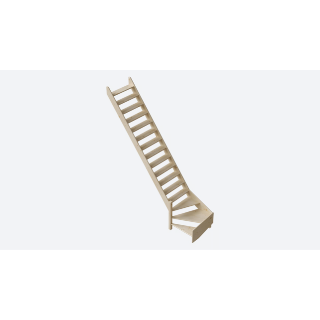 Cottage Große feste Treppe viertelgewendelt extra breit Fichte - 80 cm breit