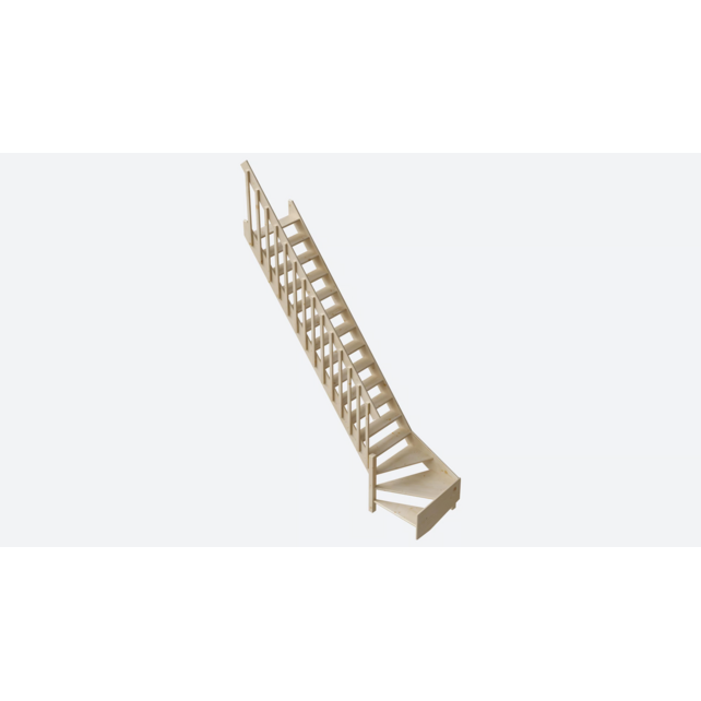 Cottage Große feste Treppe viertelgewendelt extra breit Fichte - 80 cm breit