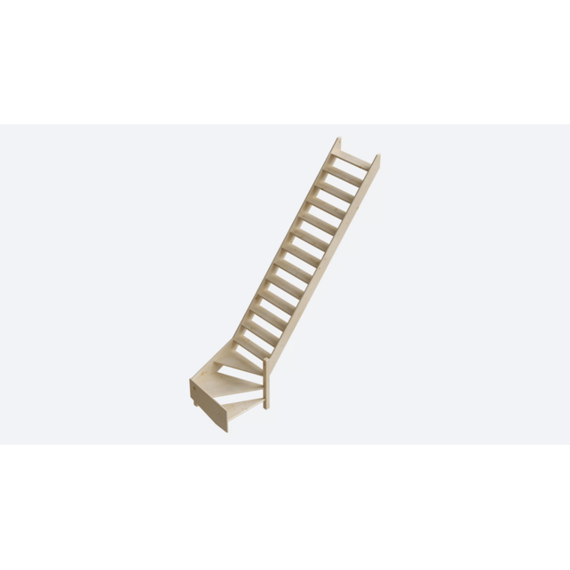 Cottage Große feste Treppe viertelgewendelt extra breit Fichte - 80 cm breit