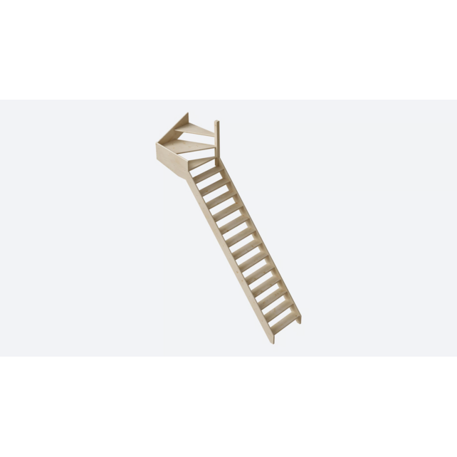 Cottage Große feste Treppe viertelgewendelt extra breit Fichte - 80 cm breit