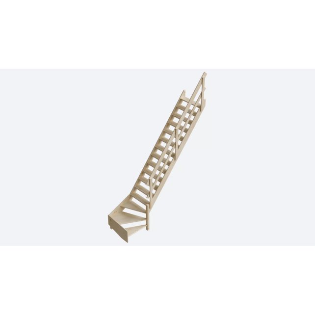 Cottage Große feste Treppe viertelgewendelt extra breit Fichte - 80 cm breit