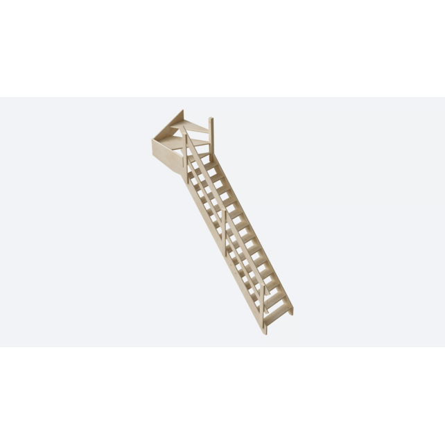 Cottage Große feste Treppe viertelgewendelt extra breit Fichte - 80 cm breit