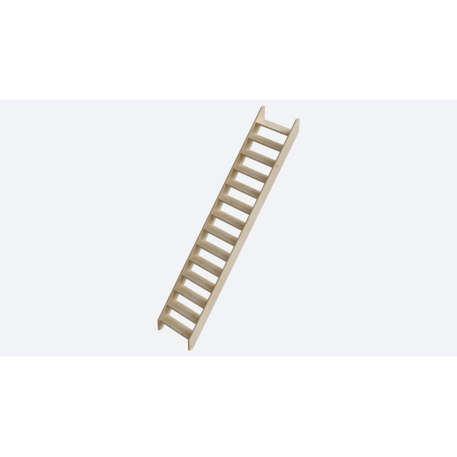 Cottage Medium feste Treppe gerade breit Fichte - 70 cm breit - 300 cm hoch