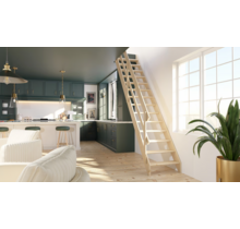 Cottage Medium feste Treppe gerade breit Fichte - 70 cm breit - 300 cm hoch