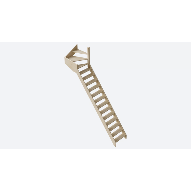 Cottage Medium feste Treppe viertelgewendelt breit Fichte - 70 cm breit
