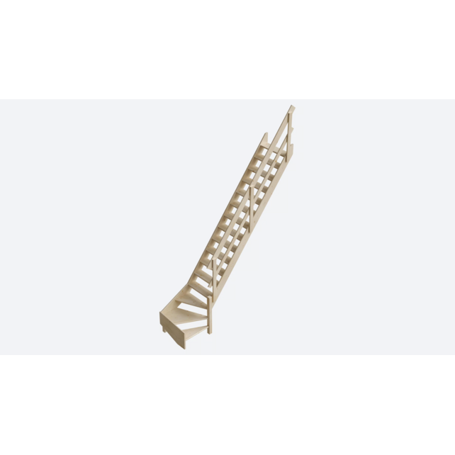 Cottage Medium feste Treppe viertelgewendelt breit Fichte - 70 cm breit