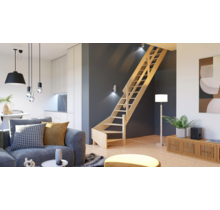 Cottage Medium feste Treppe viertelgewendelt breit Fichte - 70 cm breit