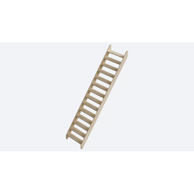 Cottage Große feste Treppe gerade Fichte - 80 cm breit - 300 cm hoch