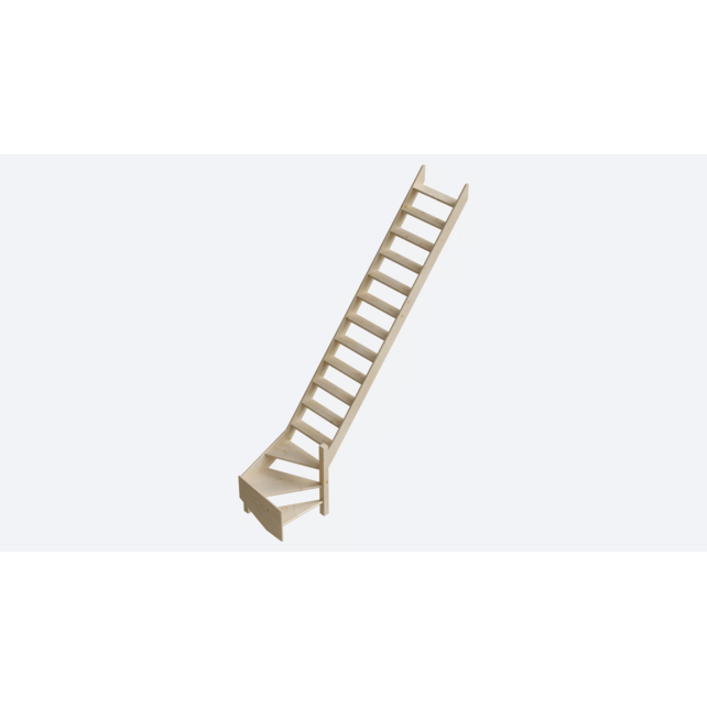 Cottage Junior feste Treppe Viertelgewendelte Fichte - 65 cm breit