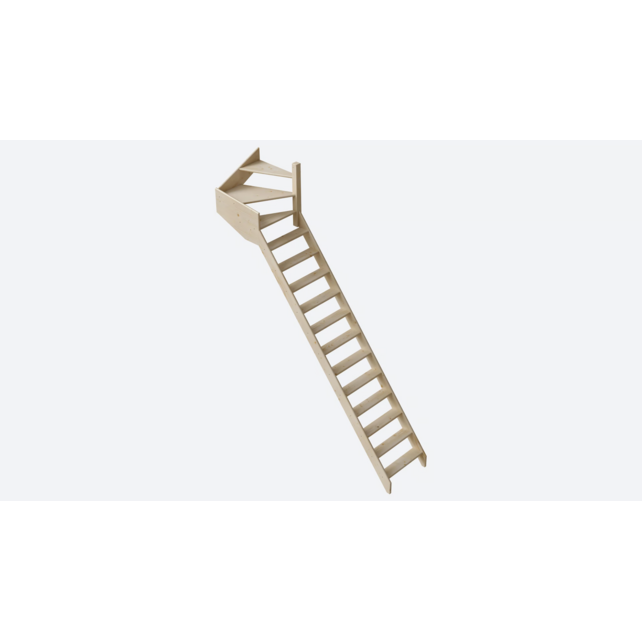 Cottage Junior feste Treppe Viertelgewendelte Fichte - 65 cm breit