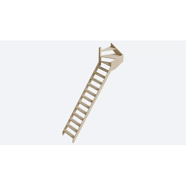 Cottage Junior feste Treppe Viertelgewendelte Fichte - 65 cm breit