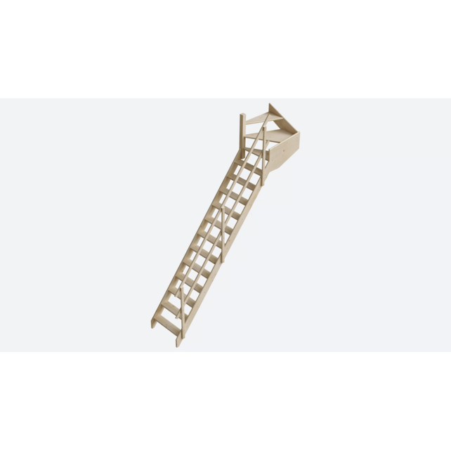 Cottage Junior feste Treppe Viertelgewendelte Fichte - 65 cm breit