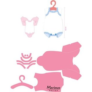 Marianne Design Plantillas, Baby Onesie de Eline con percha con instrucciones en video