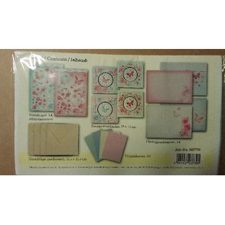 BASTELSETS / CRAFT KITS Passepartout con fiori e farfalle carte: Bastelpackung