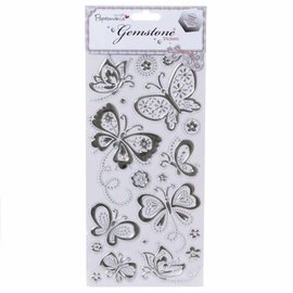 Embellishments / Verzierungen Gem Sticker, Vlinders - Silver