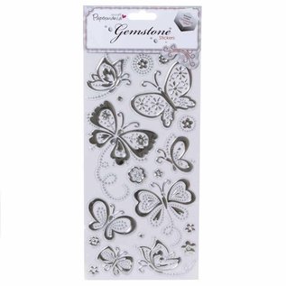 Embellishments / Verzierungen Gem Sticker - Butterflies - Argento