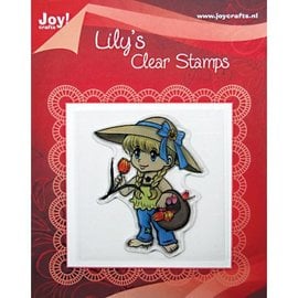 Clear stamps, "Lily with a basket of tulips"