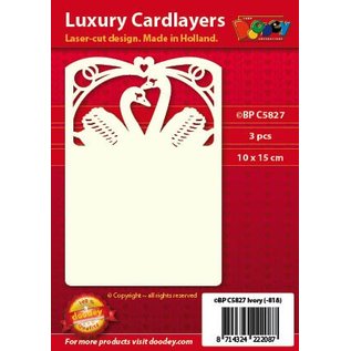 KARTEN und Zubehör / Cards Luxe 3 cartes disposition A6, 10.5 x 14.85 cm, mariage - cygne motif