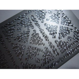 STICKER / AUTOCOLLANT Sticker, Kleine hoeken 2, zilver-zilver, 10x23cm.
