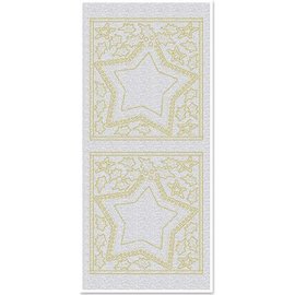 STICKER / AUTOCOLLANT Autocollants, grandes fenêtres Star, perles, or, argent perle, taille 10x23cm