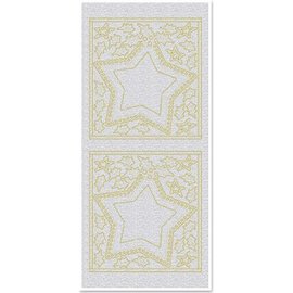STICKER / AUTOCOLLANT Stickers, Big Star vinduer, perle, gull, sølv pearl, størrelse 10x23cm