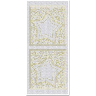 STICKER / AUTOCOLLANT Sticker, Große Sternenfenster, perlmutt, gold-perlmutt silber, Format 10x23cm