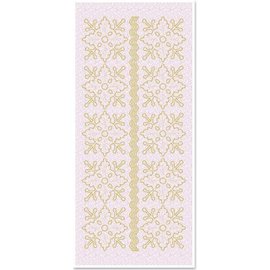 STICKER / AUTOCOLLANT Glitter pegatinas ornamentos florales 1, oro brillo blanco, 10x23cm formato