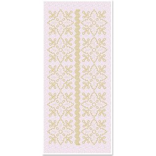 STICKER / AUTOCOLLANT Glitter Stickers blomster ornamenter 1, guld-glitter hvid, format 10x23cm