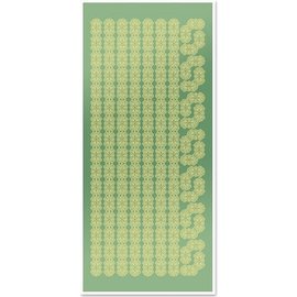 STICKER / AUTOCOLLANT Des autocollants, des bordures de dentelle et des coins, vert de miroir feuille d'or, le format 10x23cm