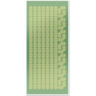 STICKER / AUTOCOLLANT Stickers, kant randen en hoeken, goud-folie spiegel groen, formaat 10x23cm