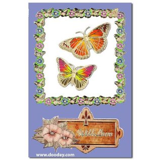 STICKER / AUTOCOLLANT Ziersticker, "butterflies", silver / silver,