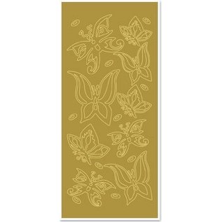 STICKER / AUTOCOLLANT Ziersticker, "Schmetterlinge", gold/gold